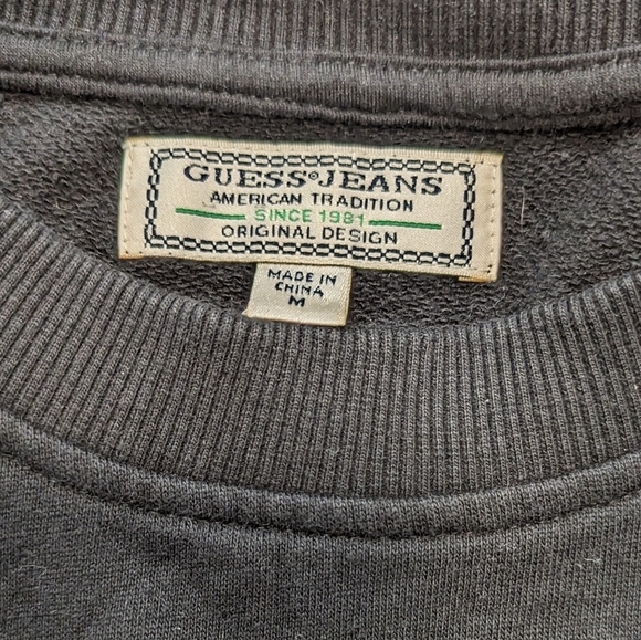 Vintage Y2K Guess Jeans USA Black Monochrome Embroidered Crewneck Size Medium‎ - Picture 6 of 7